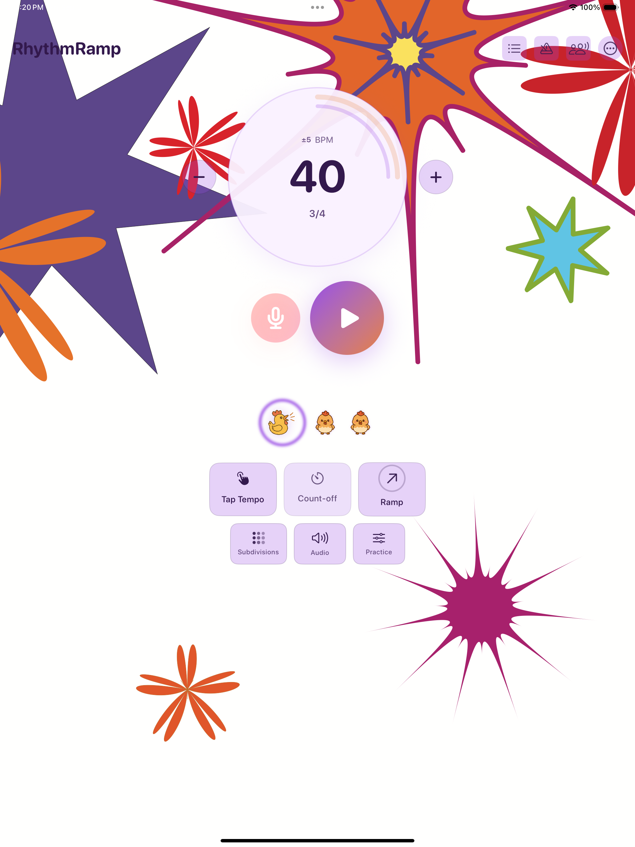 Playful theme with metronome controls